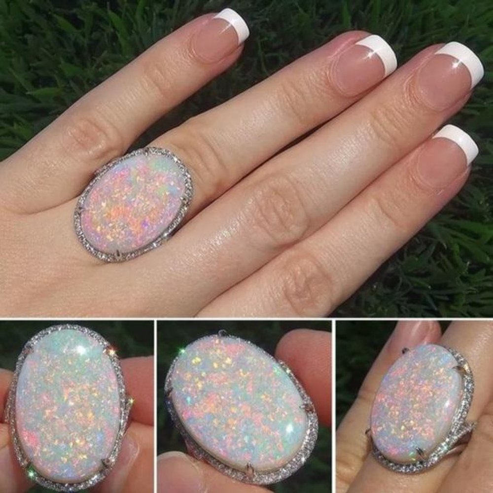 NEW Sterling Silver Huge Opal Ring, cute Ring, shiny Ring. - Picture 5 of 7